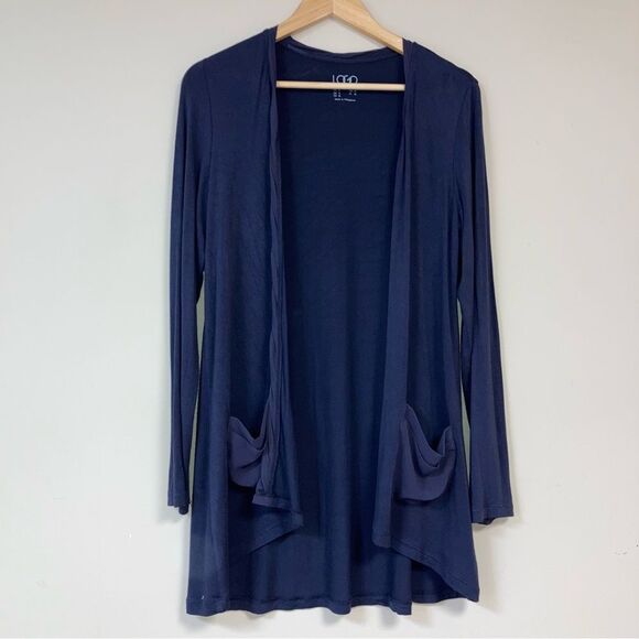 Cardigan Women’s Small Smoky Navy Blue Draped Oversized Cozy Lightweight Sweater - Picture 1 of 6